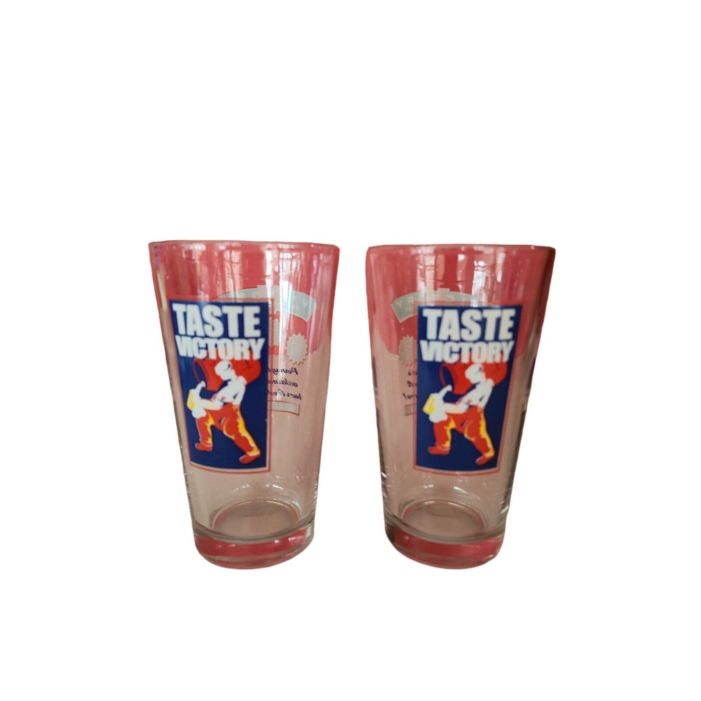 2 Victory Beer Glasses Champion Silver Medal Pennsylvania